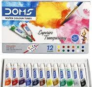 Doms Water Colour Paint r 12 Color Tubes box + 1pc Brush &1pc Palette for Water Painting